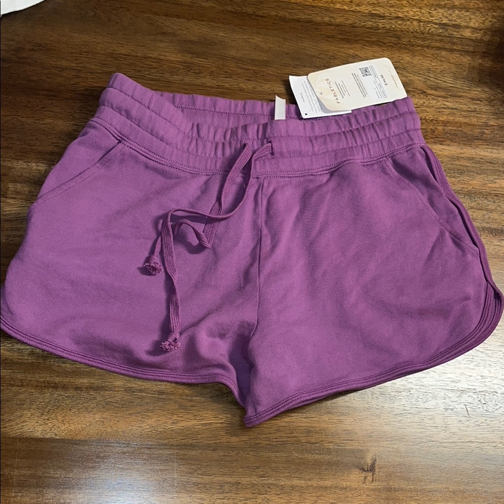 New Fabletics Purple Sue sweatshorts  size M  with Elastic Waistband